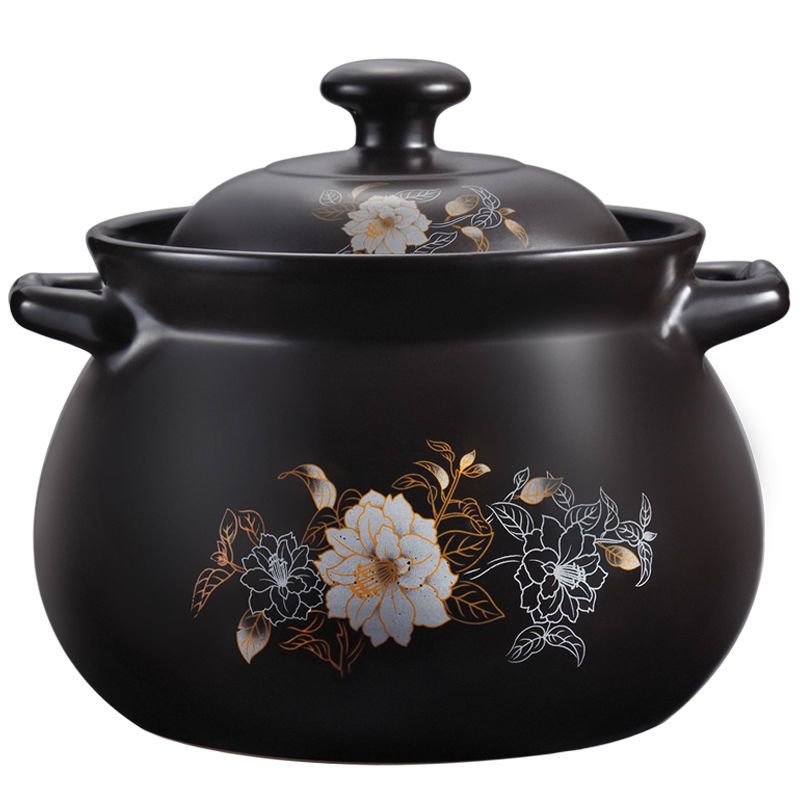 宽口砂锅燃气煤气砂锅陶瓷养生汤锅耐温砂锅节能砂锅炖锅|b宽口橙盖4.