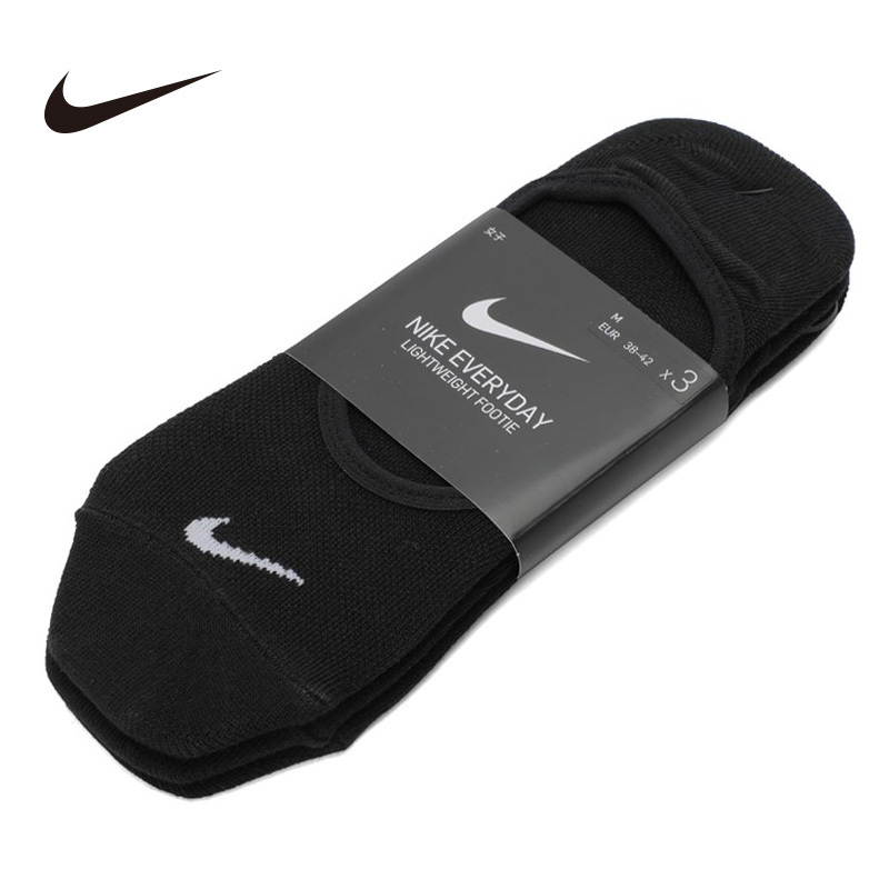 NIKE耐克女袜三双装透气跑步运动袜舒适休闲船袜SX4863-010