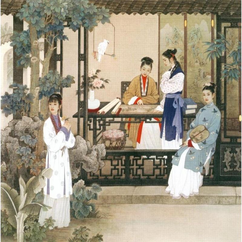 无缝大型壁画 壁纸/墙纸电视沙墙国画 仕女 古代 女子红楼梦壹德壹