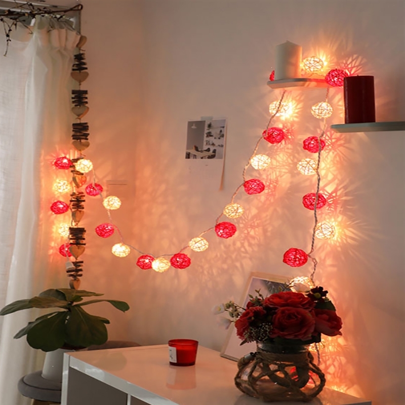 2021新年春节串灯装饰灯知渡彩灯家用过年灯卧室房间布置藤球灯饰挂灯