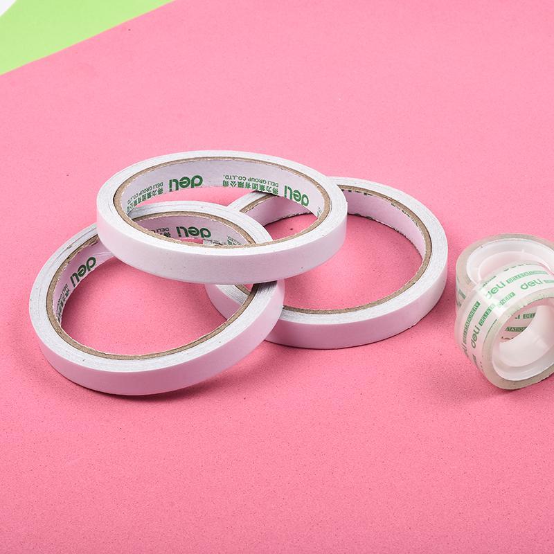 得力30405双面胶80um12mm10y卷双面胶固定胶纸财务40卷起订