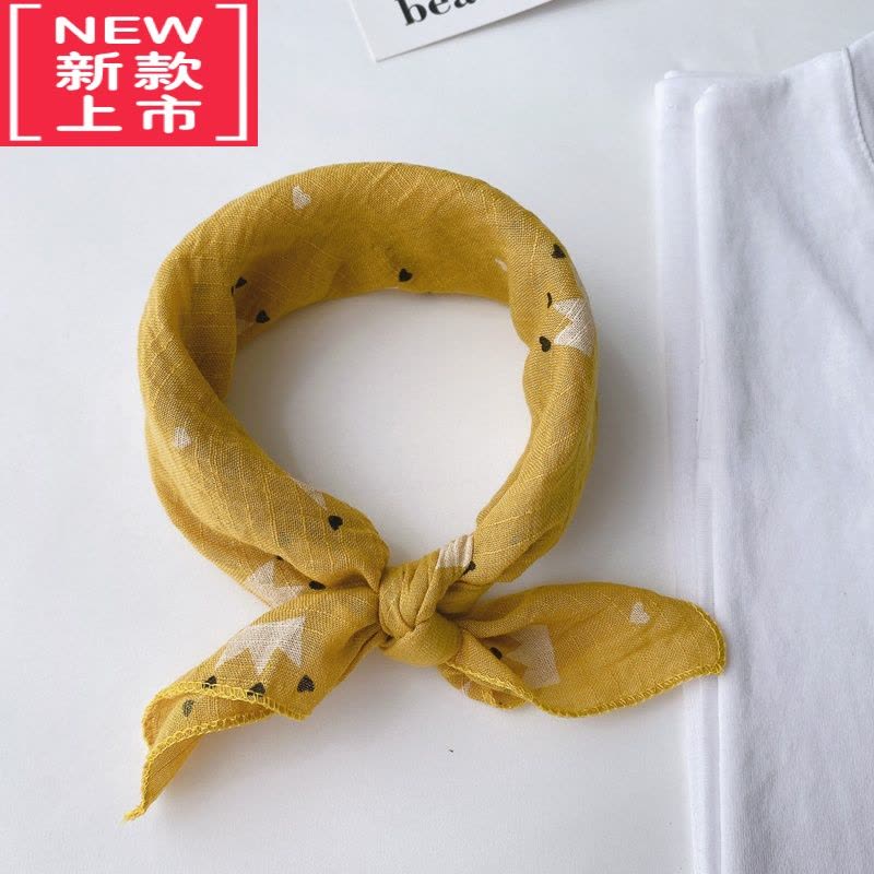 可莉允春夏薄款学院风小方巾学生卡通棉麻领巾儿童亲子围巾丝巾发带百搭毛巾图片