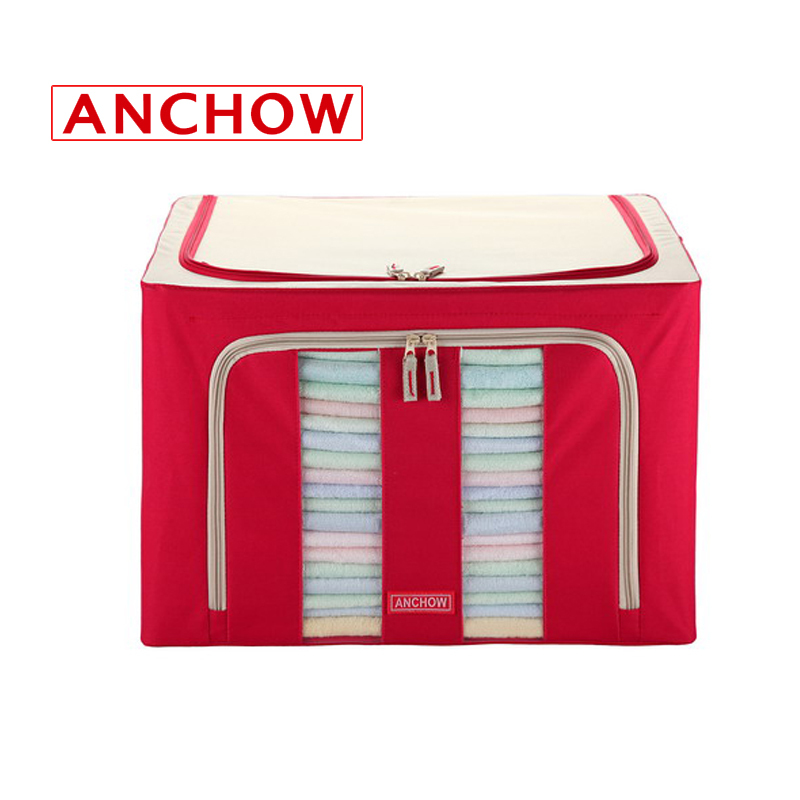 ANCHOW安巢 折叠衣物收纳箱布艺抽屉收纳盒牛津布被子玩具储物箱家用箱子整理 视窗型百纳箱可视布艺收纳箱AJ266!