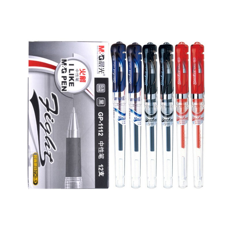 晨光 M&G 拔帽中性笔 GP1112 0.5mm (黑色) 12支/盒 (大包装)塑料 盒