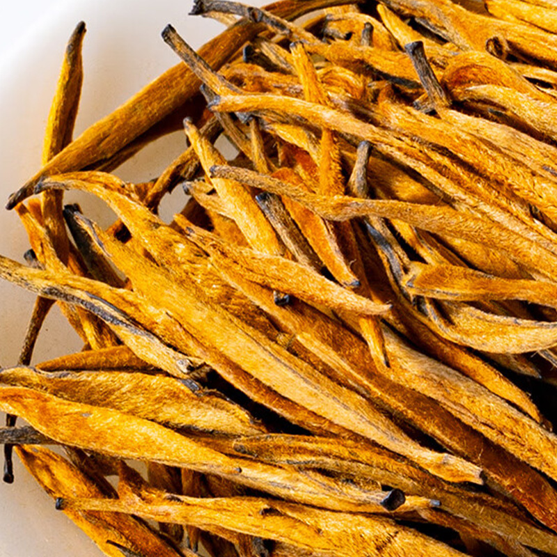 润虎茶叶滇红金针茶汤透亮色泽均匀香气袭人密封防潮铁罐装60g高清大图