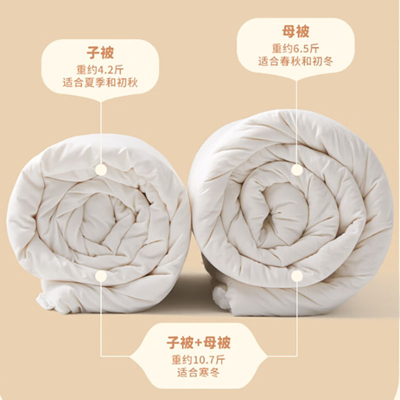 多喜爱 A类无染10%大豆纤维二合一子母被芯 秋冬季厚被子9.4斤203*229cm高清大图