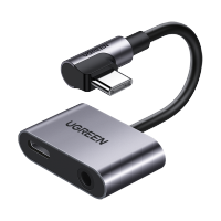 绿联 耳机转接头x9二合一充电type-c转3.5mm音频接口mix2s数据线mate30pro华为 弯头款-60715