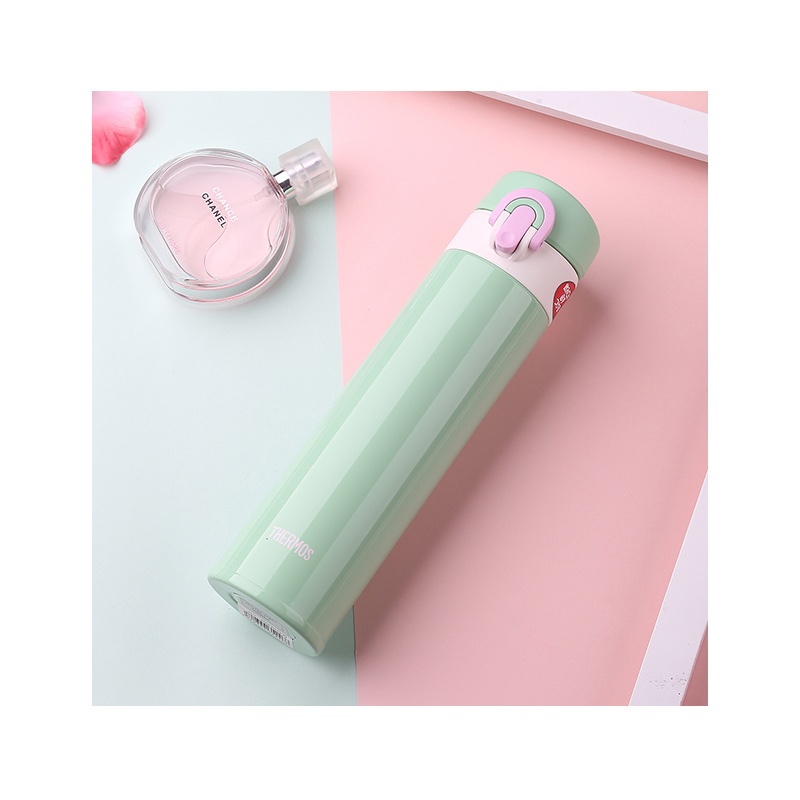 [一键开启]THERMOS膳魔师 真空304不锈钢保温杯 男女通用 JNI-402-POG 400ML 绿色