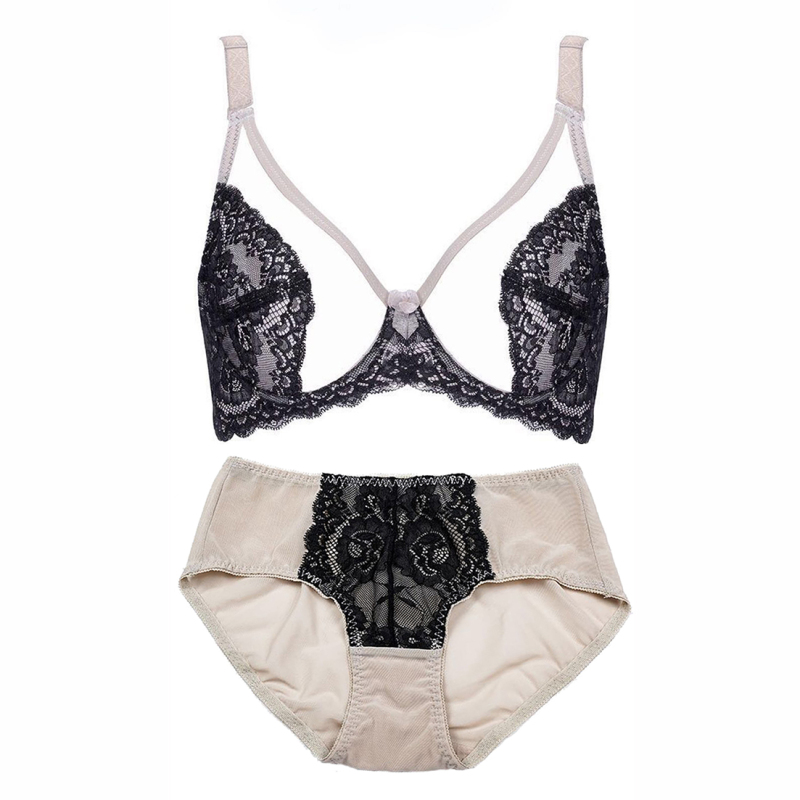 hlcoman大胸显小文胸薄款大码无海绵蕾丝胖mm显瘦超薄胸罩性感内衣女