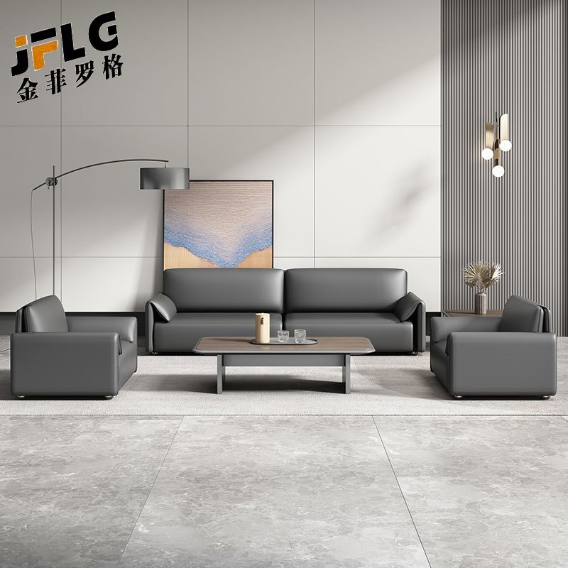 苏宁 金菲罗格 办公家具 简约接待室商务会客办公沙发 西皮三人位高清大图