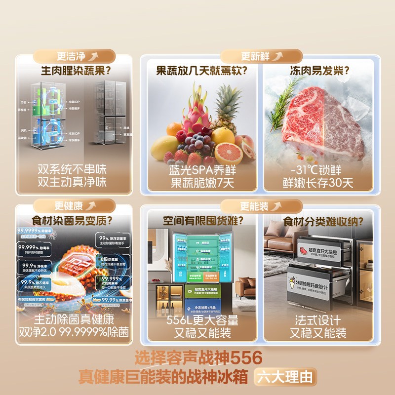 容声战神新款556L双净双系统法式多门家用电冰箱一级能效 BCD-556Q30FQLBJ灰 526进阶款高清大图