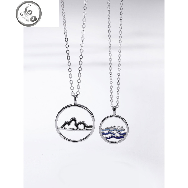 山海皆可平情侣项链原创纯银男女吊坠情人节刻字 JiMi高清大图