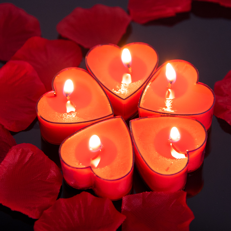 foojo心形蜡烛套装生日浪漫求婚布置表白婚庆蜡烛红色10只