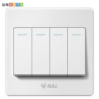 公牛(BULL)开关插座4开四开双控开关 86型四位开关四开双联墙壁电源面板 G07K412Y（带荧光）