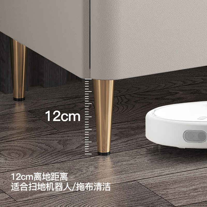 欧梵森 床头柜现代简约轻奢岩板卧室小柜子多功能小户型储物柜实木极简小型皮质床边柜收纳柜