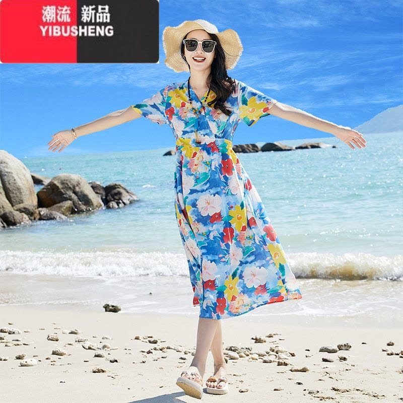 YIBUSHENG三亚沙滩裙女季海南岛云南旅游渡假泰国海边拍照仙穿搭连衣裙图片
