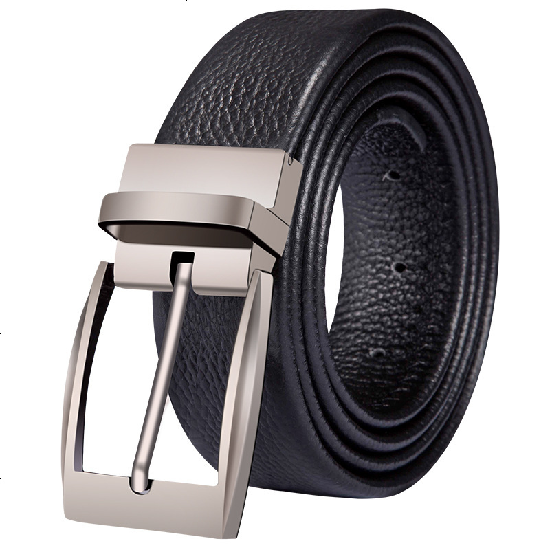 迪罗尼层针扣皮带男头层纯牛皮青年休闲针扣腰带男真皮商务裤带正品