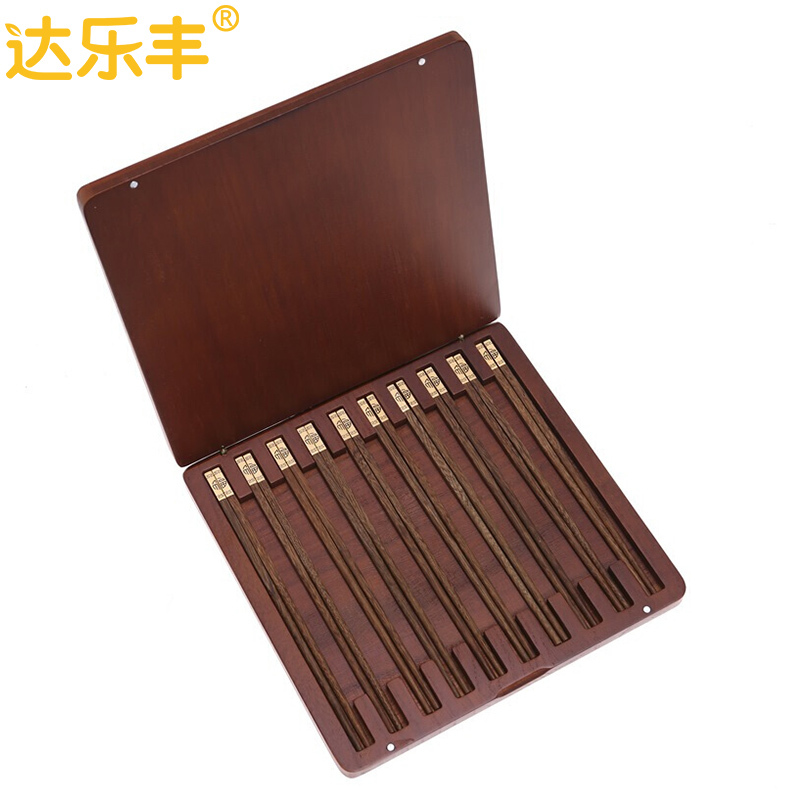 达乐丰 木质筷子KZ033 10双装 进口金头鸡翅木筷子 实木筷子家用礼盒原木筷 国产 一次性使用(否)