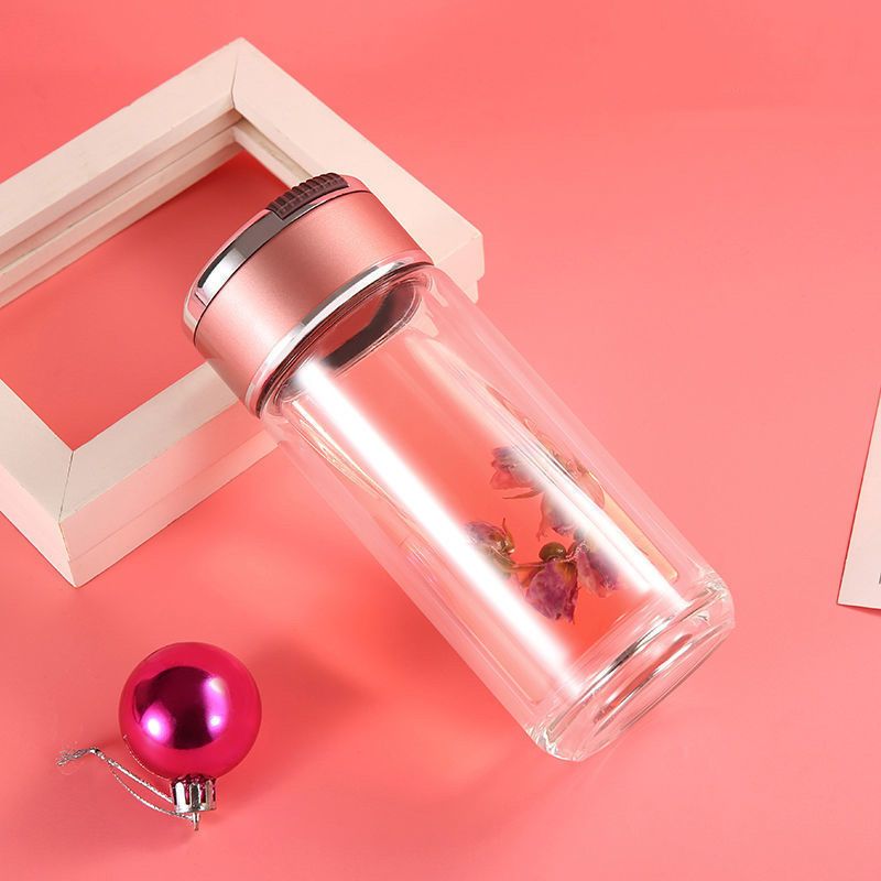 南方生活双层加厚玻璃杯女士便携泡花茶杯韩版女学生水杯泡茶杯子