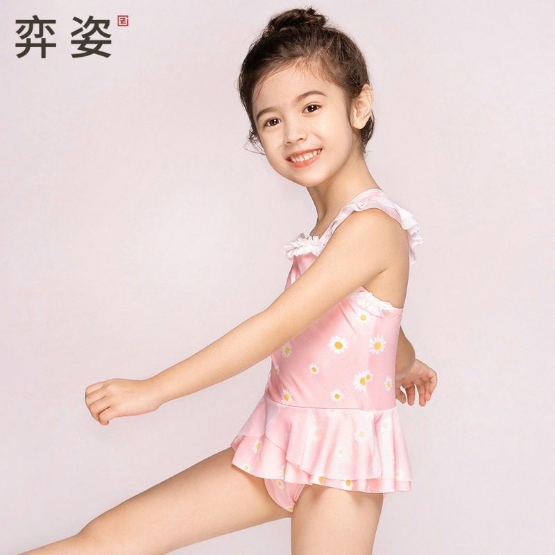 新款儿童泳衣女女童裙式连体游泳衣可爱印花童连体游泳装