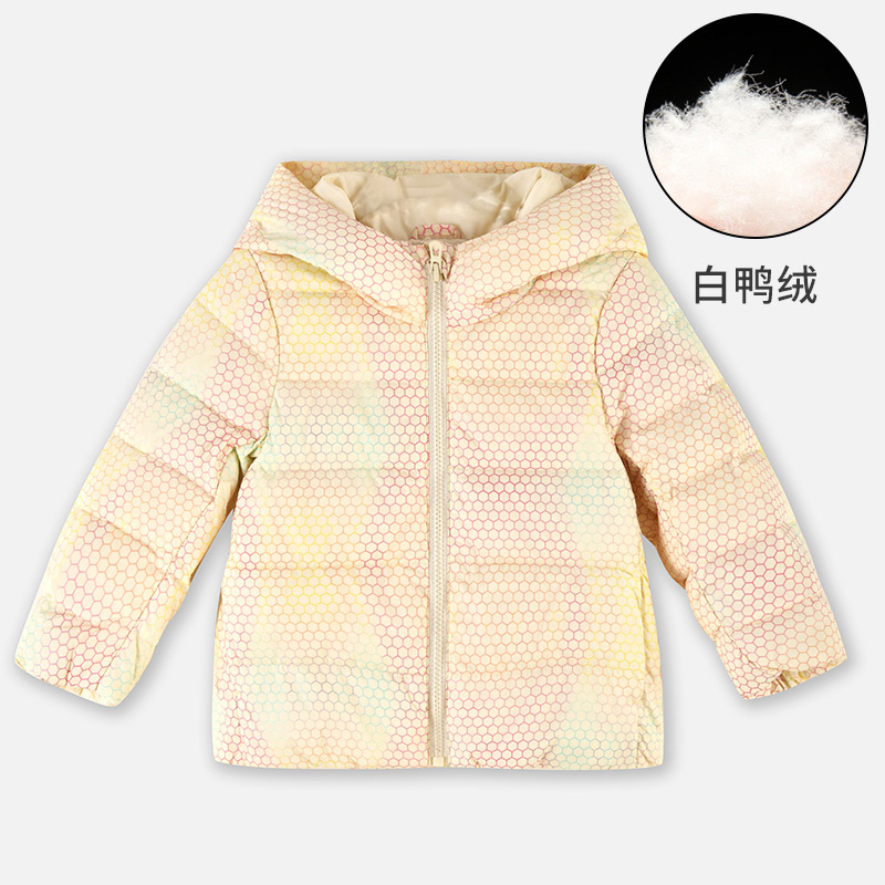 【1件3.5折】铅笔俱乐部秋冬新品女小童羽绒服儿童连帽保暖外套宝宝上衣 米黄 90cm