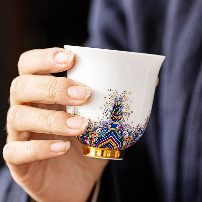 領藝 皇家御品珐琅彩陶瓷茶杯主人杯单杯大品茗杯白瓷茶盏功夫茶具