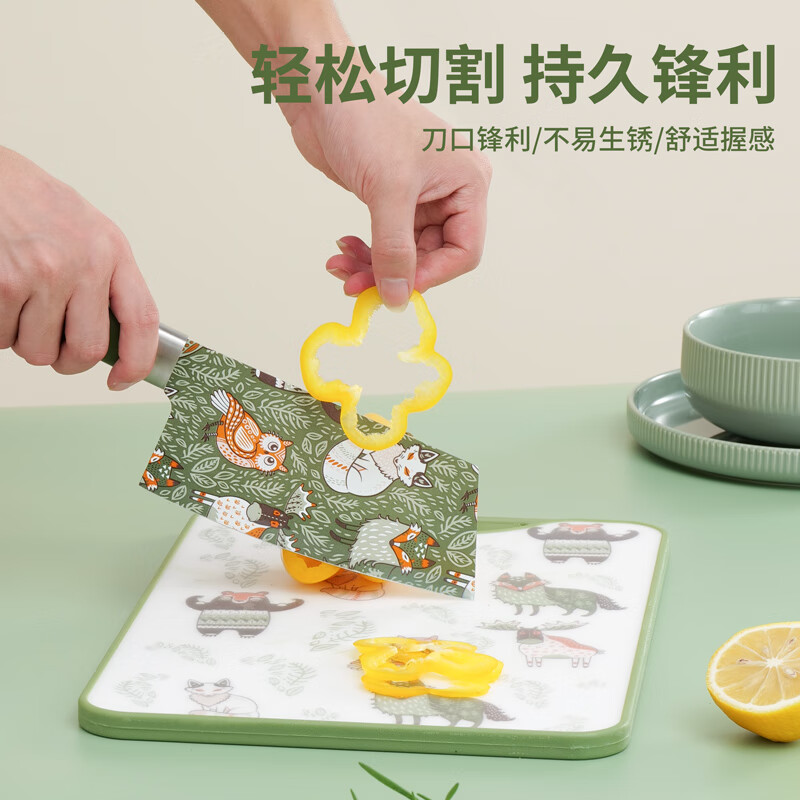 拜格(bayco)刀具套装6件套菜刀菜板多功能刀剪刀瓜刨刀座辅食婴儿全套TZ3927高清大图