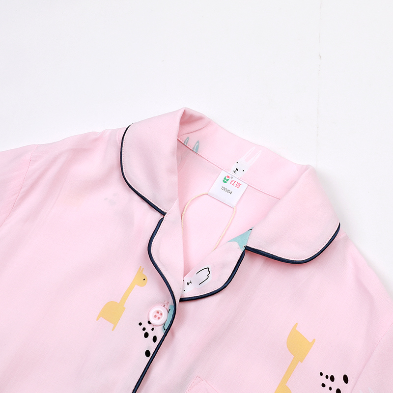 红豆女童夏装家居服套装2020新款儿童宝宝短袖简约舒适家居服套装H0J3116