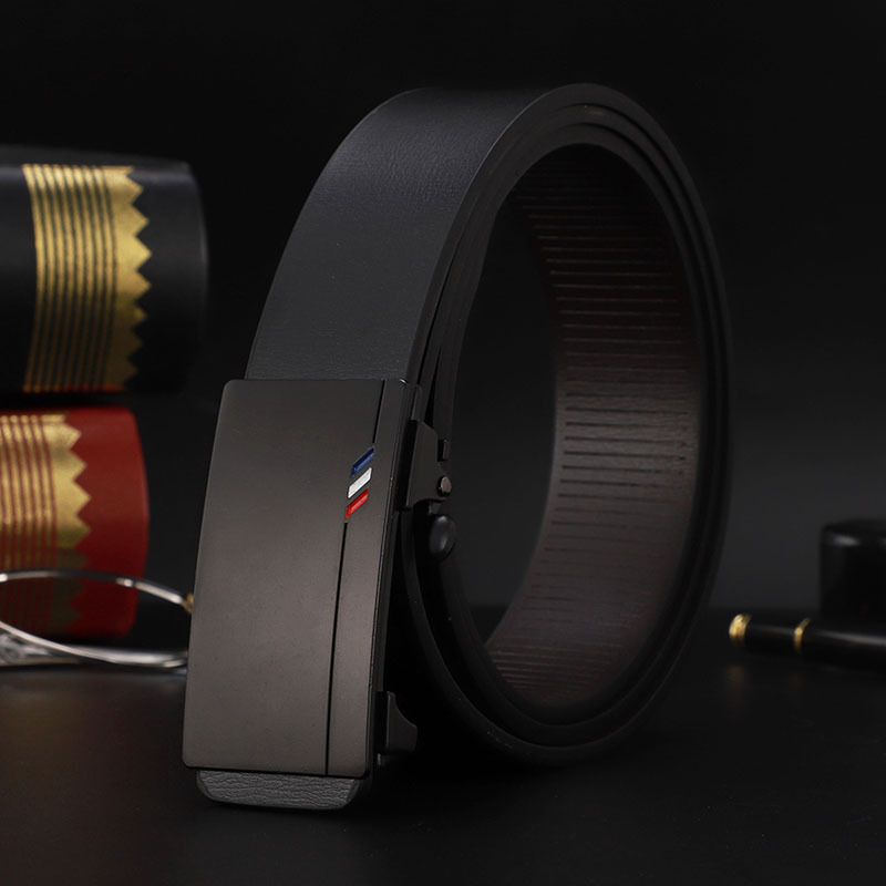 皮带男无牙自动扣真皮简约腰带男士中青年商务休闲新款牛皮带3759Z高清大图