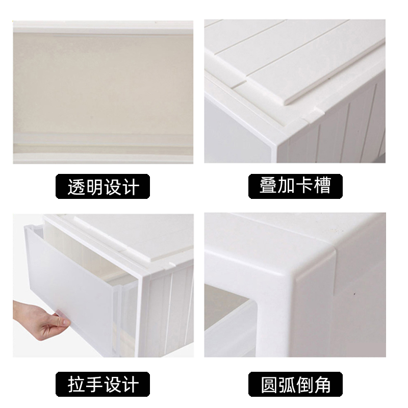 美帮汇收纳箱抽屉式透明家用衣服整理箱衣柜收纳盒玩具储物箱多层叠加高清大图