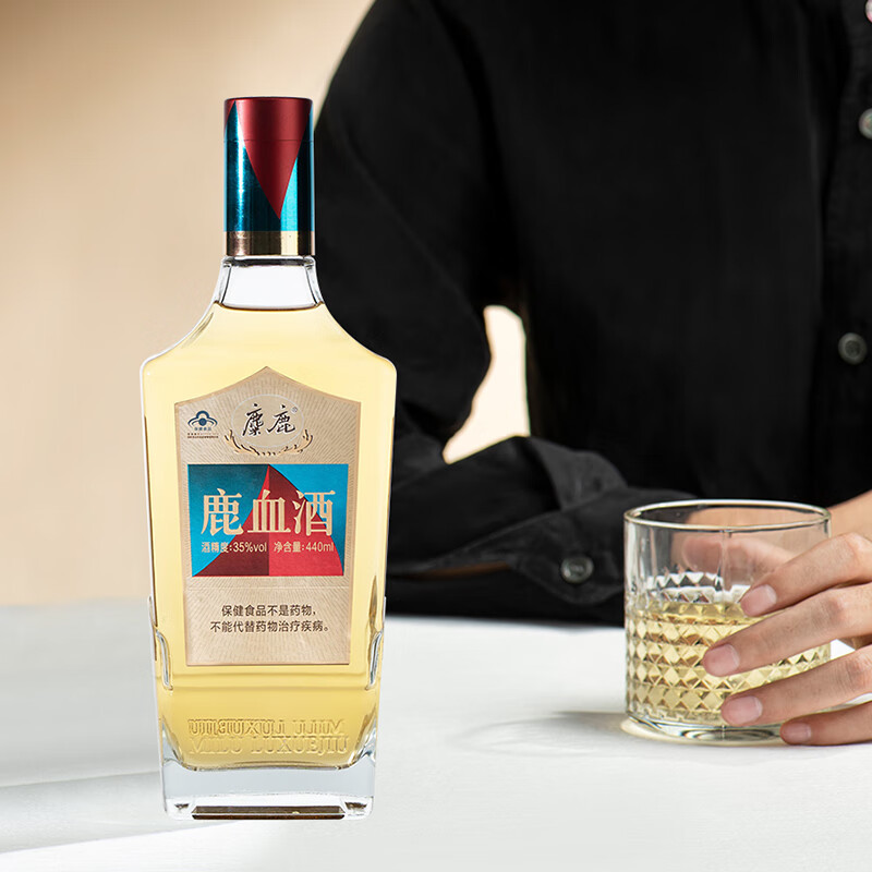 麋鹿牌鹿血酒440ml彩标35度养生酒一瓶装官方直营