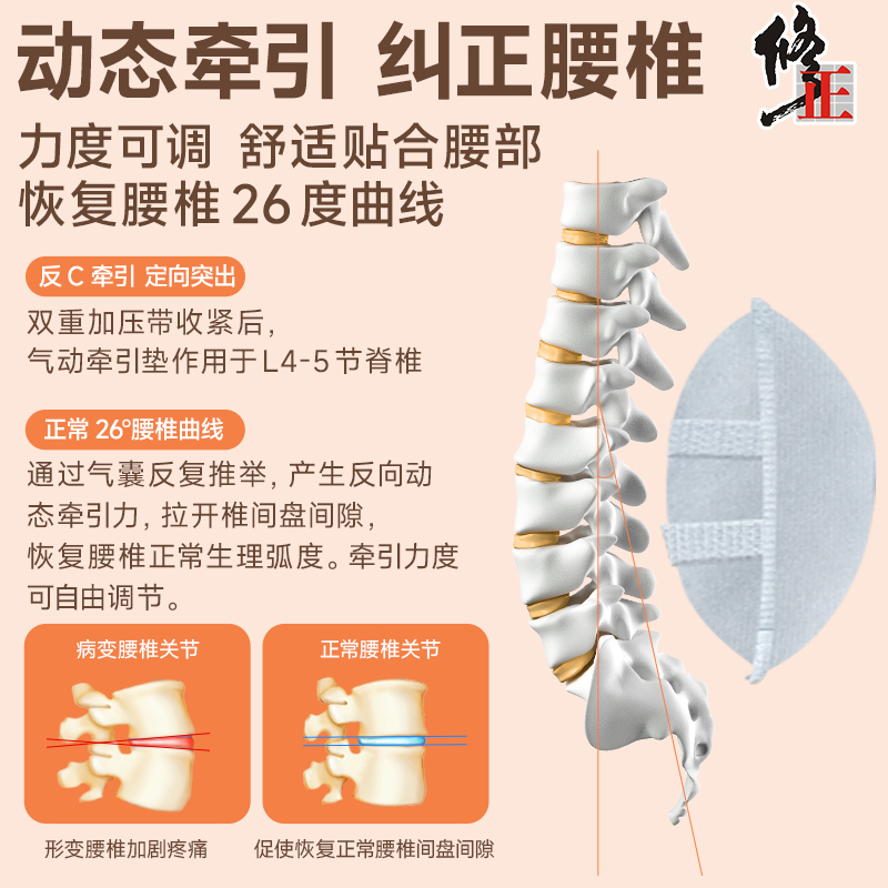 修正医用护腰带腰间盘劳损腰椎突出治腰托矫正男士专用女疗器915