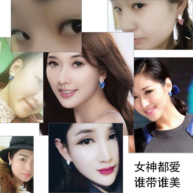 925纯银防过耳坠敏菱形水晶欧美饰品耳钉女名媛气质韩国耳环送女朋友老婆生日礼物送女朋友七夕情人节礼物