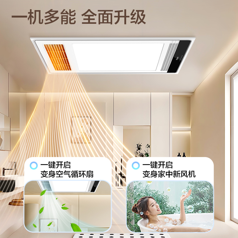 海尔浴霸集成吊顶照明灯排气扇一体卫生间取暖器暖风机MH3-24高清大图