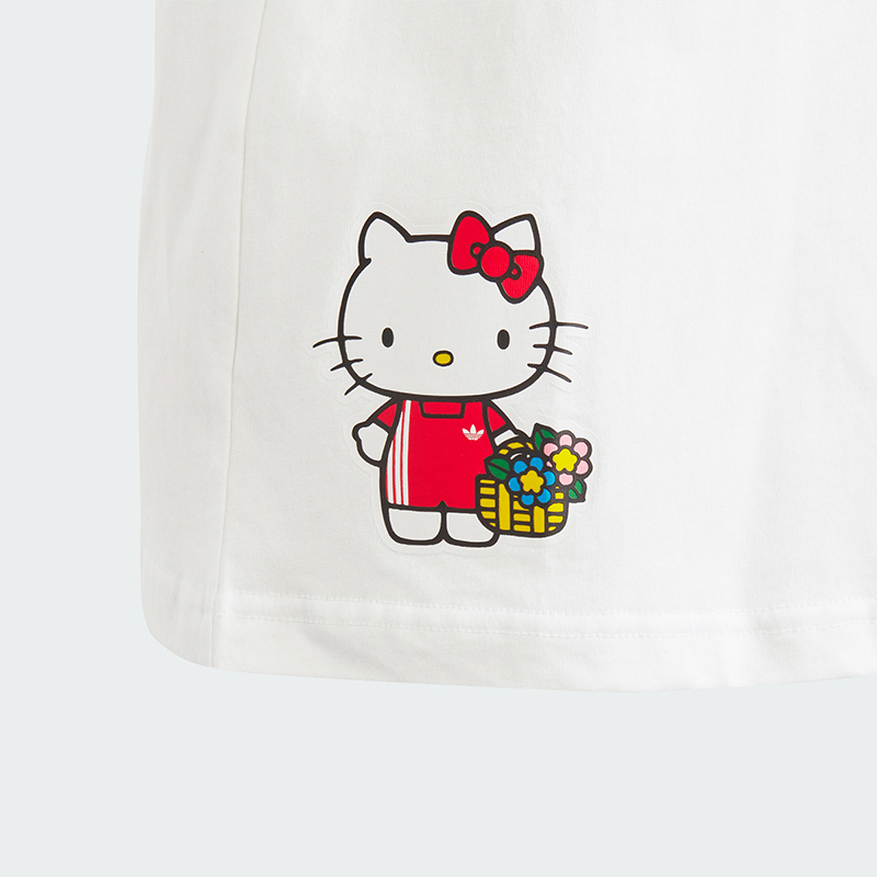 originals三叶草 凯蒂猫 联名款 童装卡通图案logo印花运动短袖t恤