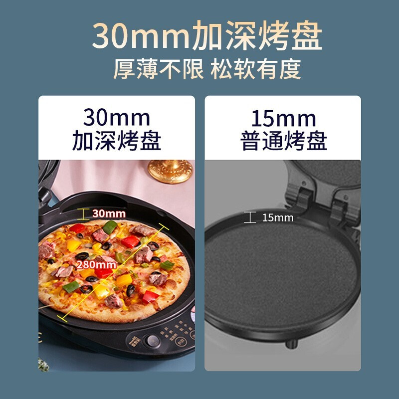 苏泊尔(SUPOR) 电饼铛双面加热家用电饼铛 煎烤机薄饼机电饼锅煎饼锅春饼机烙饼锅 蓝色 JD30AQ856高清大图