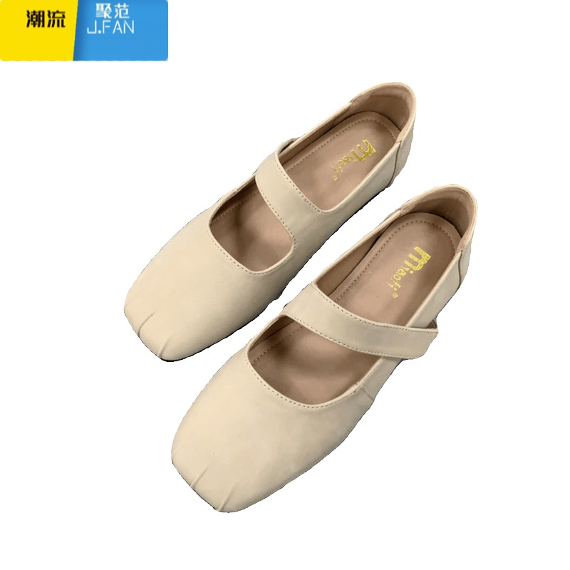 聚范新款韩版一字带玛丽珍复古单鞋女平底奶奶鞋大码女鞋41-43
