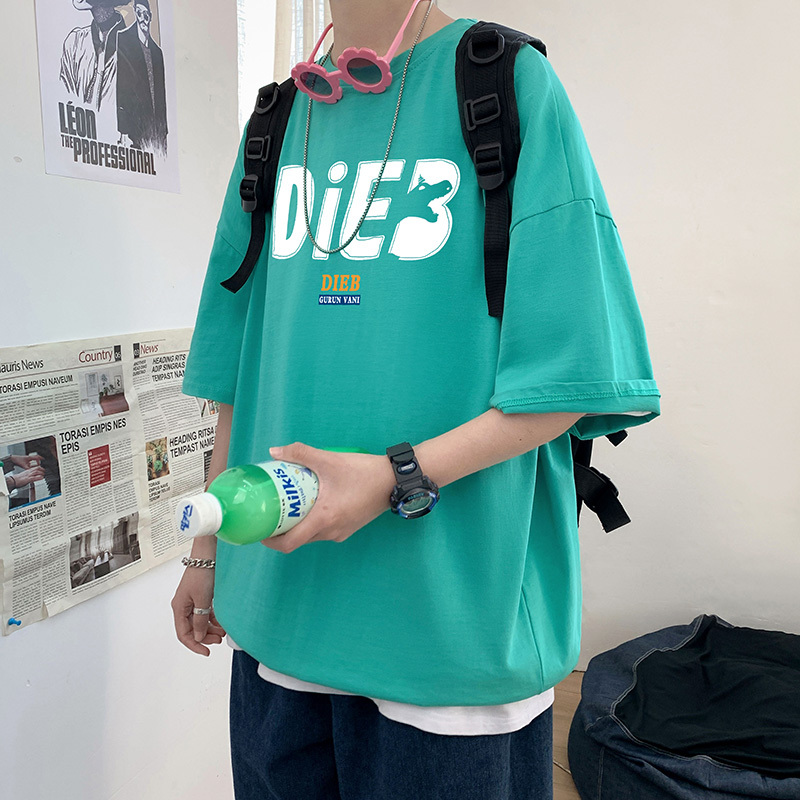 新款夏季大码短袖男女情侣潮牌纯棉T恤 男2022学生半袖百搭宽松五分袖体恤衣服gurunvani