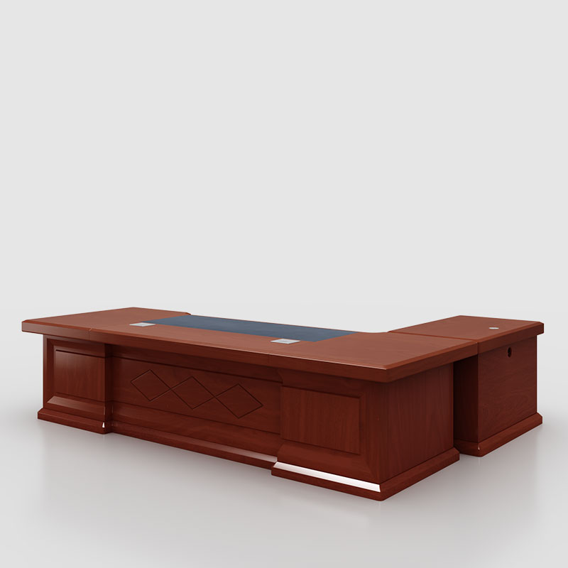 臻远ZY-DBT-2油漆家具老板桌大班台办公桌主管经理桌含副柜2.8米高清大图