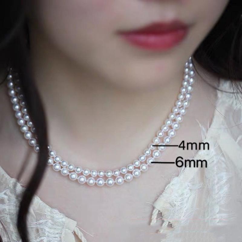 4mm晕彩极光雪白珠项链送证书天女akoya天然海水真珍