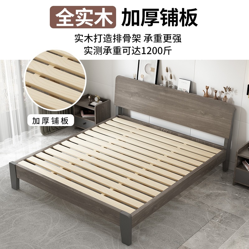 创世人 实木床现代简约1.5米双人床主卧经济型出租房简易床高清大图