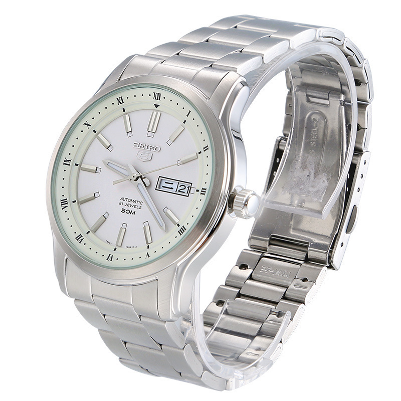 精工SEIKO5手表男士商务防水大气简洁腕表机械表男 SNKP09K1