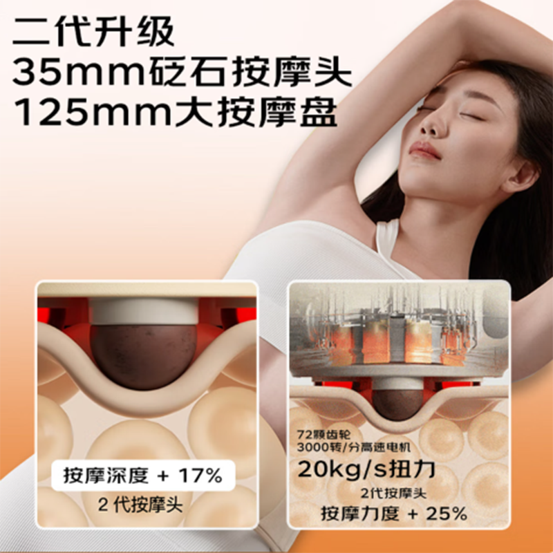 PGG揉腹仪腹部腰部按摩器艾灸热敷暖宫腰带 W2黄2500mA(揉按热敷艾灸)高清大图