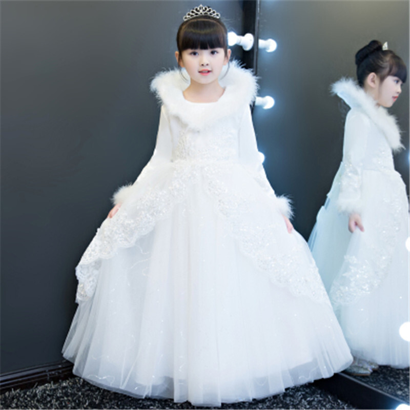 迪鲁奥diluao女童婚纱蓬蓬纱冬季加厚儿童生日走秀晚礼服公主裙花童