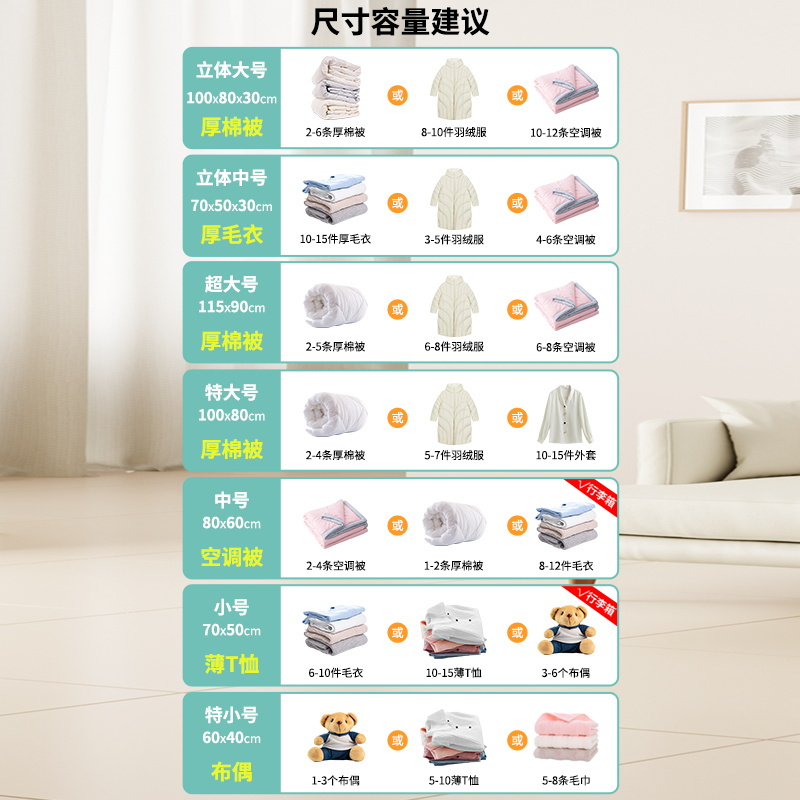 [补贴10%]免抽气真空压缩袋收纳袋被子羽绒服打包整理神器衣物密封袋子收納高清大图