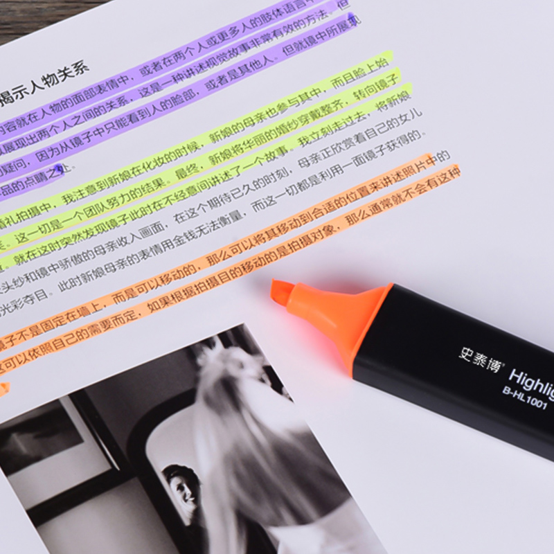 史泰博B-HL1001荧光标记笔办公学生用标记笔划重点记号笔6色可选_567高清大图
