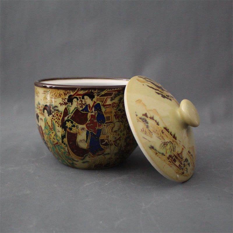 美帮汇景德镇仿古瓷器乾隆粉彩人物仕女图盖罐家居装饰摆件展柜收藏做旧图片