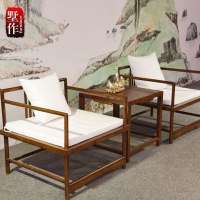 新中式沙发禅意现代中式实木沙发组合茶楼样板房会所家具_2 其他_三人位