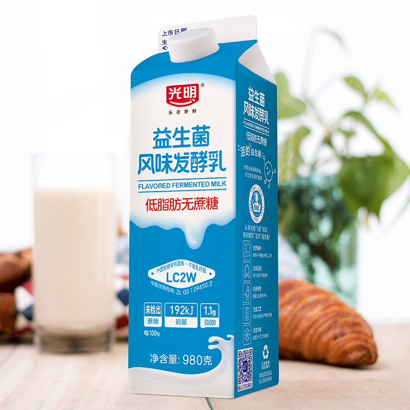 光明益生菌风味发酵乳(低脂无蔗糖)980g*16