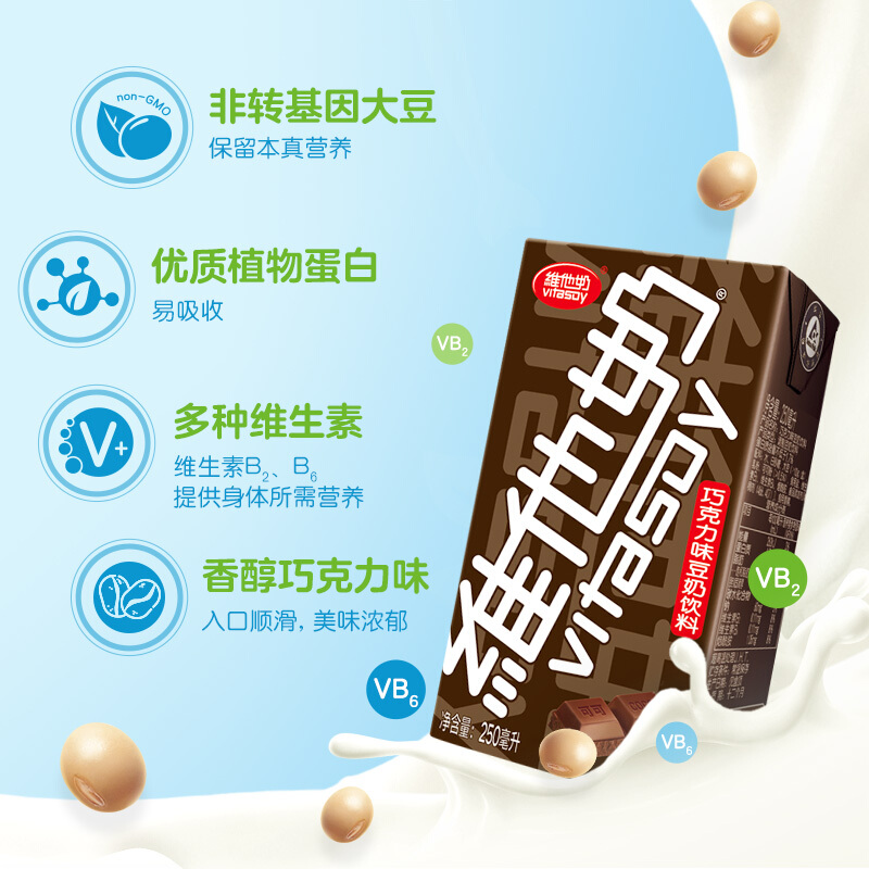 维他奶巧克力豆奶250ml*6高清大图